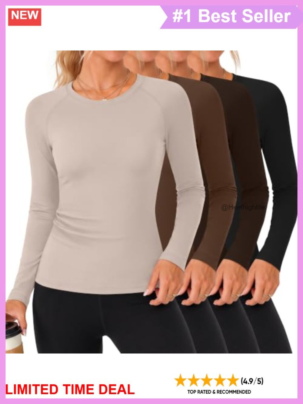 4 Pack Women's Compression Shirt Long Sleeve Workout Top